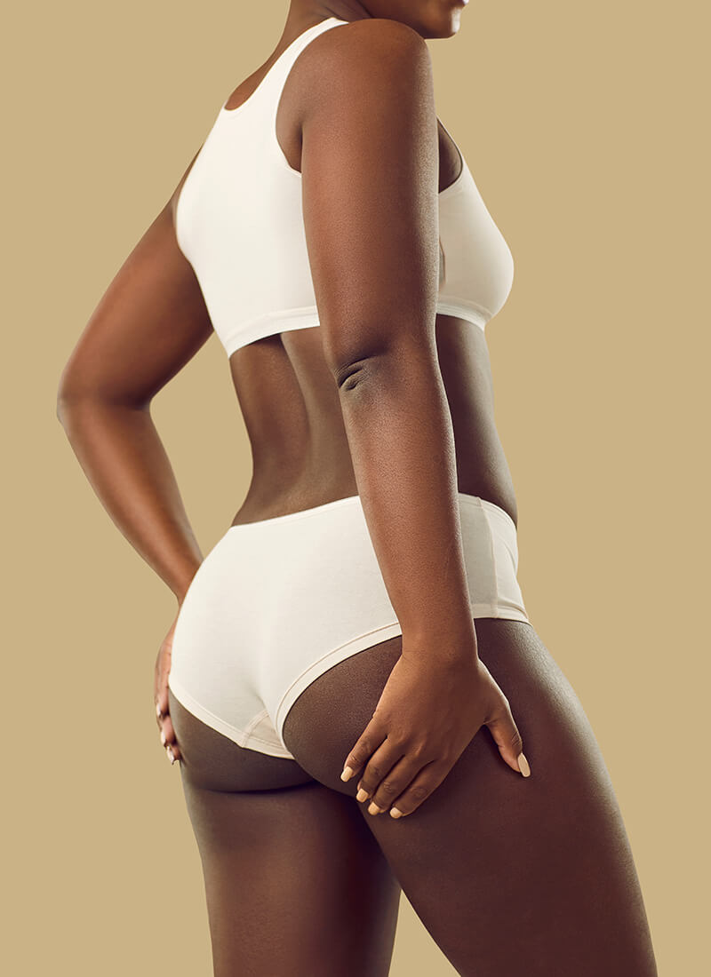 rear view of a woman's firm body and beautiful silhouette